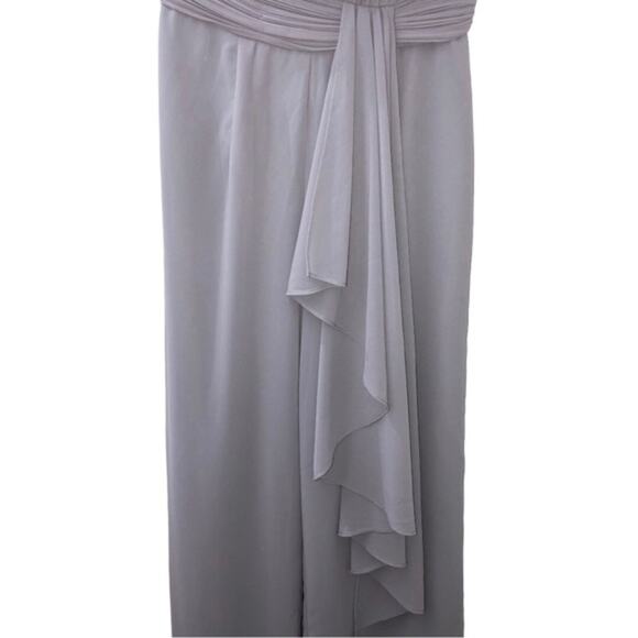 Lavish Alice Pleated Asymmetric Wide Leg Jumpsuit in Blue Gray Size 4 - Picture 6 of 11